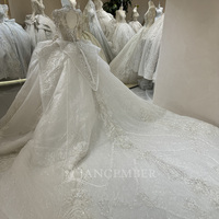 Jancember DW0105 Robe de bal de mariée à perles en cristal à manches longues et à paillettes Robes pour femmes
