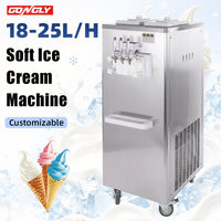 Machine à crème glacée automatique verticale 18-25 L/h en acier inoxydable, 3 saveurs, machine à crème glacée molle commerciale pour les entreprises