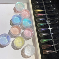 Luxe Chrome Net Rouge Coucher de Soleil Poudre Blusher Aurora Magique Sirène Aurora Couleur Clair de Lune Pierre Miroir Magique Poudre À Ongles Pigment