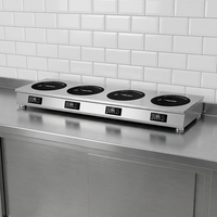 Cuisinière à induction électrique commerciale de comptoir F-288Q à 4 brûleurs, 2000W, contrôle progressif, en acier inoxydable, étanche, pour fondue