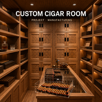 Humidor sur mesure pour magasin de cigares, Humidor walk-in en cèdre espagnol avec étagères de présentation et contrôle climatique, pour projets commerciaux et de vente au détail