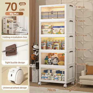 Rmier 35L phong cách Mỹ nhựa có thể gập lại hộp lưu trữ hộp đồ chơi nhiều lớp & tổ chức tủ quần áo