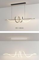 Lustre de salle à manger simple et moderne, lumière LED créative en forme de bande, lumière de bureau, minimaliste, intérieur, hauteur réglable, télécommande