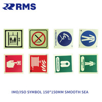 Tanda Keselamatan Laut IMO ISO SMOOTH SEA 150x150mm Tanda Peringatan Keselamatan Kapal, Perahu Penyelamat, Pelampung, Jaket Pelampung