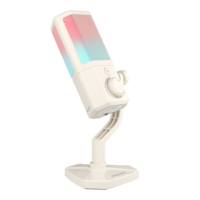 Micrófono USB de Condensador para Juegos RGB de 4 Modos con Cápsula de 14 mm, Cancelación de Ruido por IA y Monitoreo en Tiempo Real para PC
