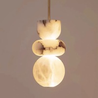 Lampe suspendue sphérique LED en marbre naturel espagnol, tout en cuivre, style nordique, applique murale minimaliste en albâtre, lampe de chevet pour chambre moyenne