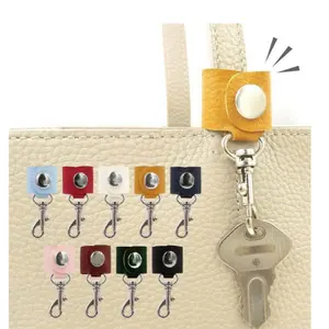 Wholesale Mini Keychain Solid Color Pendant Gift Car Key Fob Custom Logo PU Leather Key Ring