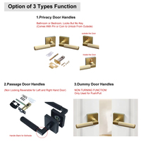 Manijas de Puerta de Estilo Americano Negras para Interiores, Juego de Manijas con Cerradura para Puertas de Madera, Venta al Por Mayor de Fábrica