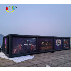 Casa de caza negra de Halloween, gran laberinto embrujado inflable, laberinto de terror - Product Image 2