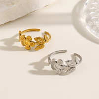 Anillo Floral Versátil y Elegante 2026, Anillos Flexibles Ajustables de Acero Inoxidable para Mujer, Joyería Fina Chapada en Oro de 18k TGJZ6078