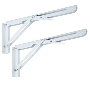 Good Quality White Foldable Heavy Duty Shelf Bracket Wall Mounted Folding Angle Bracket