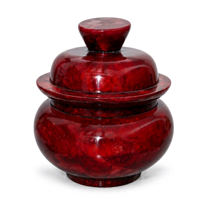 Plats ronds en résine rouge écologiques, finition brillante, avec couvercle, décoratifs classiques, de haute qualité - Product Image 1