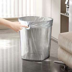 Waste Bin Transparent Gray And Green Cylindrical Indoor Open Design For Living Room Bedroom Kitchen Bathroom Office - Product Image 2