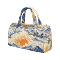 Sac à main brodé personnalisé avec imprimé vague hawaïenne et motif floral Hibiscus des Fidji pour le shopping, les voyages et le quotidien