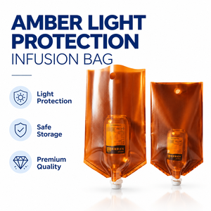Bolsa de Infusión con Protección Contra la Luz Ámbar CIDA para Hospital, Botella Reutilizable para Fluidos IV, Cubierta Protectora, 3 Tamaños Disponibles, No Estéril - Product Image 1