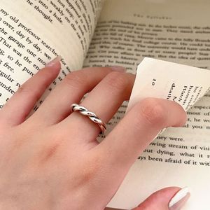 Silver Ruitai S925 Sterling Silver <b>Ring</b> Twisted Braided Design <b>Adjustable</b> Opening Minimalist Unisex Everyday Wear - Product Image 3