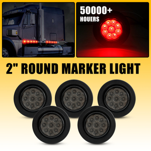 ไฟเลี้ยวข้าง AUXITO ทรงกลม 2 นิ้ว 9 ดวง LED สีแดง พร้อมฝาครอบรมดำ สำหรับรถบรรทุก รถ UTV รถพ่วง รถตู้ จำนวน 5 ชิ้น - Product Image 3