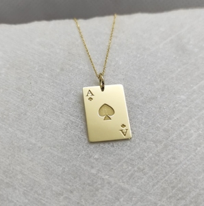 <span class=keywords><strong>Oro</strong></span> 18k placcato <span class=keywords><strong>asso</strong></span> di picche collana di Poker con ciondolo di carte da gioco Charm <span class=keywords><strong>oro</strong></span> portafortuna gioielli di buona fortuna - Product Image 3