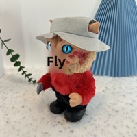 Nouvelle Poupée en Peluche Freddy Krueger & Kitty d'Halloween en Tissu Coton PP, Ornement Horreur pour Enfants de 4 à 6 Ans