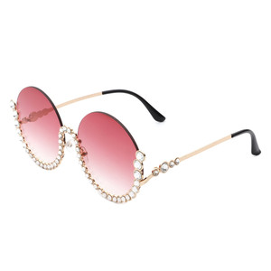 Gloriana - Occhiali da Sole Rotondi da Donna con Montatura Semi-Rimless Oversize e Strass alla Moda - Product Image 3