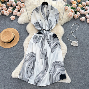 IStapromo Gifts Vestido Midi Vintage de Verano con Cuello en V, Estampado, Estilo Túnica, Ajustado, con Encaje y Corte Imperio para Mujer - Product Image 2