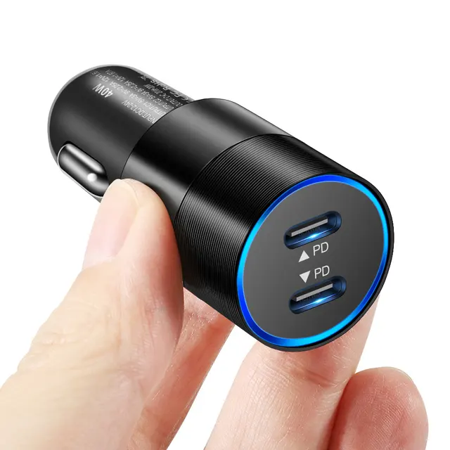 Dual USB C Fast Car Charger 40W 2 Port Type C PD Car Phone Charger for iPhone 13 12 11 Pro Max Samsung Power Adapter in Car