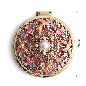 Customized Portable Round Single Side Hollow Out Fold Pocket <b>Compact</b> <b>Mirror</b> with Hair Comb - Product Image 4
