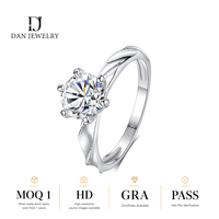 Bague solitaire en argent sterling 925 avec moissanite ronde certifiée GRA, testée et vérifiée par stylo de test, fabricant de bijoux OEM, vente en gros