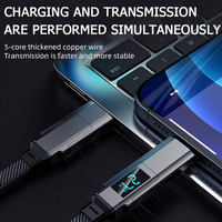 Cable de Carga Rápida 4 en 1 USB-C a Tipo-C, 100W, con Pantalla Digital, Aleación de Aluminio y Trenzado de Nailon, para Teléfono Móvil