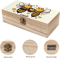 Boîte à miel en bois personnalisée, boîte cadeau vintage en bois pour miel avec couvercle à charnière, boîte cadeau en bois pour miel