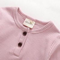 Vente flash Combinaison bébé en coton uni à côtes douces pour bébé