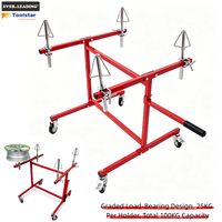 Carro compacto de 4 ruedas para pintura con soportes de cono ajustables, altura de banco de 780 mm, mesa de trabajo de 830x830 mm, estructura galvanizada, ruedas sólidas de 4 pulgadas