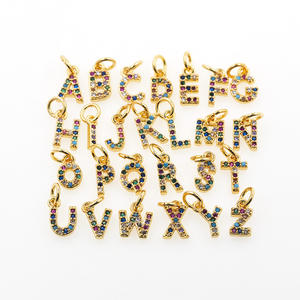 Nouveau Collier Pendentif en Cuivre avec 26 Lettres, Zircon Incrusté, Breloque Initiales A-Z, Accessoires Personnalisables pour Création de Bijoux DIY - Product Image 2