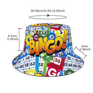 Cappello da Pescatore Reversibile Personalizzato con Stampa BINGO, Numeri del Gioco, Tesa Larga, Divertente per Feste Estive, Unisex <span class=keywords><strong>Uomo</strong></span> <span class=keywords><strong>Donna</strong></span>, Gorra OEM - Product Image 2