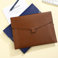 Carpeta de Piel Sintética PU con Logotipo Personalizado, Bolsa para Archivos, Organizador de Documentos para Oficina y Escuela, Tamaño A4, Resistente al Agua