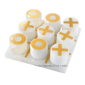 Luxe Gips Erts Schaakbord Goud X En O Spar Schaakspel Stukken Tic Tac Toe Spel Andere Home Decoratie