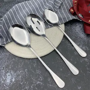 流行产品开槽勺不锈钢大桌勺镜面抛光撇勺勺