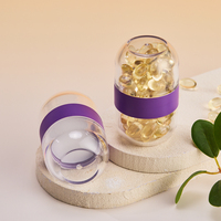 Nouvelle conception de bouteille en plastique PS 2 en 1 à paroi épaisse avec bouchon à vis 30 ml + 30 ml pour deux types de capsules, capsules de vitamines, médicaments