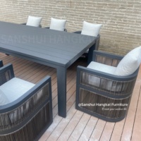 Hangkai 2026 Nouvelle Arrivée Mobilier de Jardin et de Terrasse Extérieur en Aluminium avec Tables et Chaises en Rotin PE