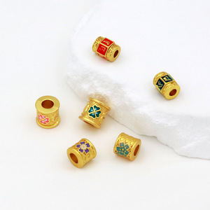 Accesorios de joyería tradicionales con láminas de oro, cuentas espaciadoras de loto para la paz y la alegría, cuentas sueltas para pulseras hechas a mano DIY D145 - Product Image 4
