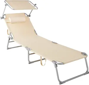 Vendita calda piscina sling chaise campeggio lettino con baldacchino portatile spiaggia giardino Lounge pieghevole lettino reclinabile