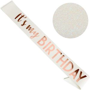 Rose Gold Glitter Pink Sash Birthday Girl Etiqueta Set Incluye Corona Correa para el hombro Decoraciones para fiestas Embalaje al por mayor - Product Image 6