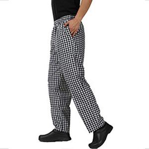 Cucina cucina uniforme <span class=keywords><strong>da</strong></span> uomo in bianco e nero a scacchi pantaloni <span class=keywords><strong>da</strong></span> <span class=keywords><strong>Chef</strong></span> con elastico in vita - Product Image 6