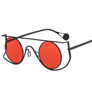 Lunettes de soleil punk 2022 tendance pour hommes et femmes, verres transparents effet océan, double pont, monture métallique irrégulière ronde - Product Image 1