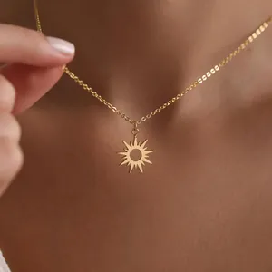 Gold Tiny <strong>Sunshine</strong> Celestial Pendant Necklace Christmas <strong>Gift</strong> for Her - Product Image 3