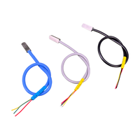 Kabel pelindung silikon yang dapat disesuaikan 3 kawat permukaan standar dipasang untuk Sensor suhu DS18B20