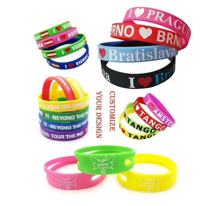 China Professional Factory Custom Logo Silicone Bracelet Rubber Elastic Wrist Hand Band Engraved Silicon Wristband