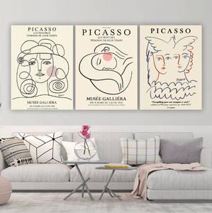 Impresiones en Lienzo <span class=keywords><strong>de</strong></span> Retratos <span class=keywords><strong>de</strong></span> Mujer con Líneas Abstractas <span class=keywords><strong>de</strong></span> <span class=keywords><strong>Picasso</strong></span>, Cuadro Decorativo Estético para Decoración del Hogar - Product Image 4
