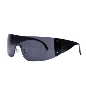 STORY W189 Y2K One Piece Lens Gafas de sol sin montura Mujeres Hombres Trendy Shield Oversized Mirrored Silver Siamese Gafas de sol sin marco - Product Image 3