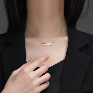 Collana con ciondolo alfabeto da sogno in argento sterling 925 con catena in clavicola placcata <span class=keywords><strong>oro</strong></span> su misura all'ingrosso - Product Image 4